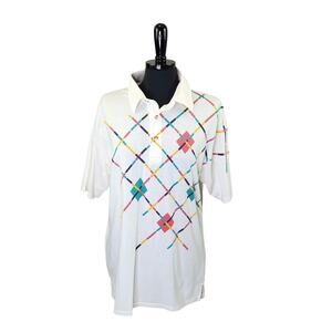 Vintage Grand Slam Polo Shirt Tennis Golf Argyle Geometric 80s 90s L
